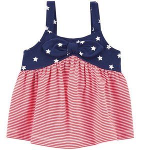 Toddler Girls Carters 4th of July Cotton Tank Top Size 2T 3T 4T Star Stripes NWT